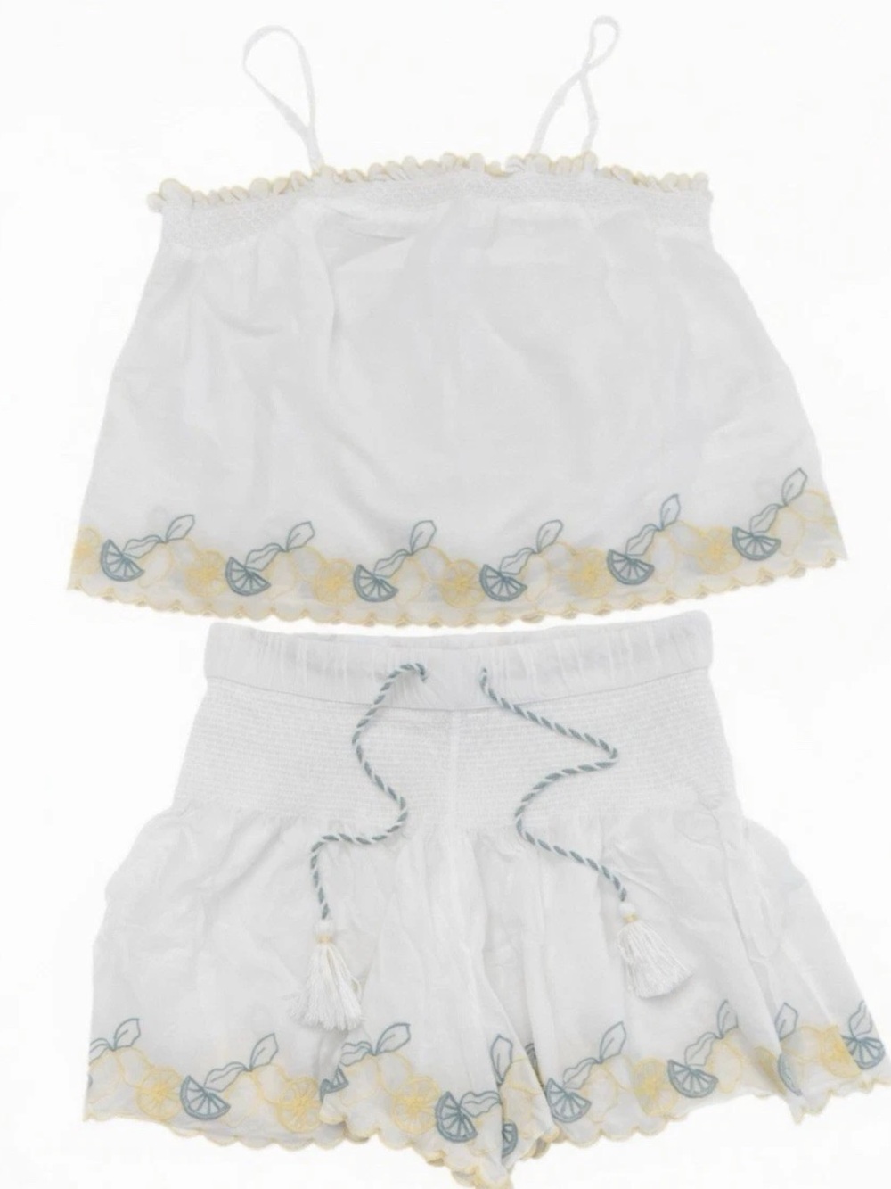 Joie White Sleep Cami & Shorts Set with Yellow Trim